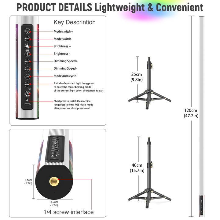 LUXCEO LED RGB Mood Light Tripod Set DJ Lighting for Halloween Christmas Party Lighting Decor.