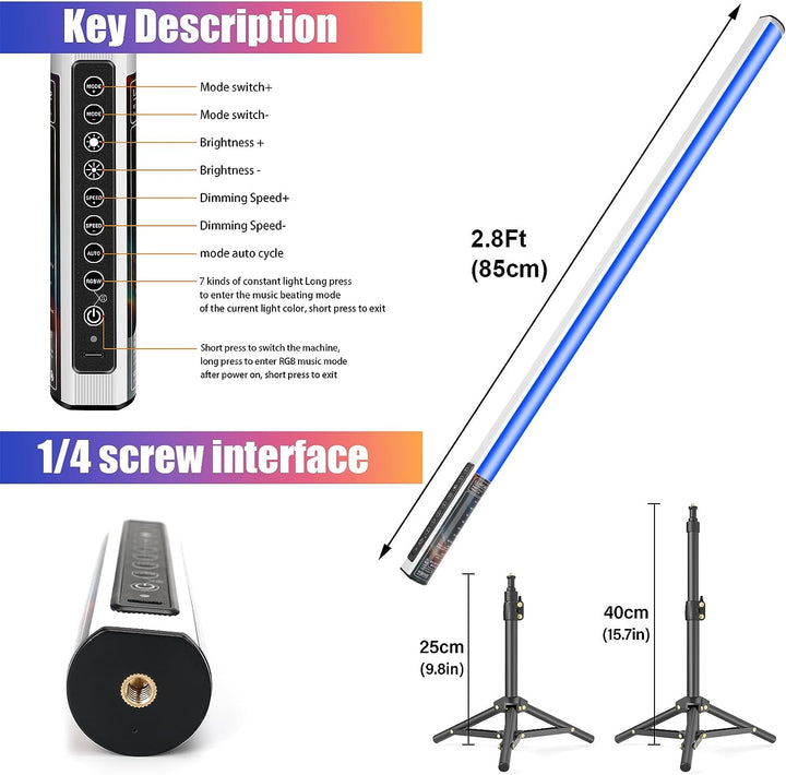 LUXCEO LED RGB Mood Light Tripod Set DJ Lighting for Halloween Christmas Party Lighting Decor.